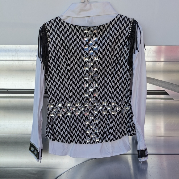 Western Show Pleasure Rail Shirt and Vest Horsemanship Plaid Fringe Custom Top - Picture 5 of 5